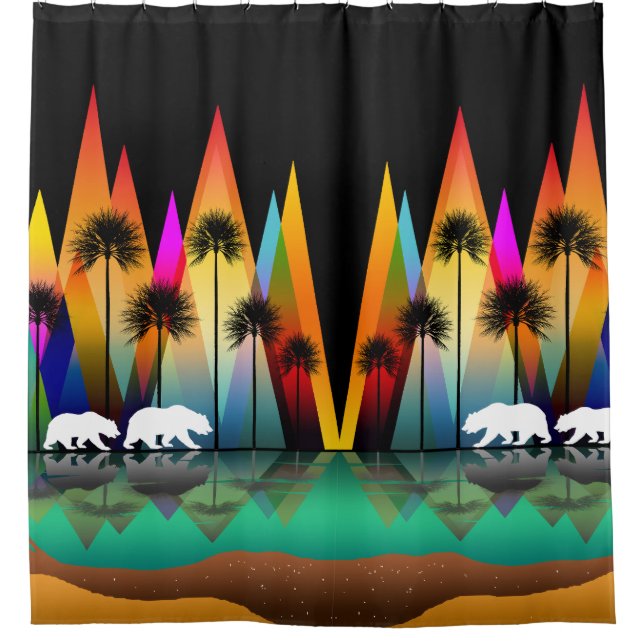 COLORFUL MOUNTAIN BEAR PALM TREES OCEAN (Front)