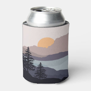 Colorful Mountain lake sunrise landscape Can Cooler