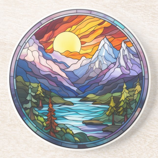Colorful Mountain Landscape Coaster (Front)