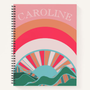 Colorful Mountain Sun Girls Custom Notebook