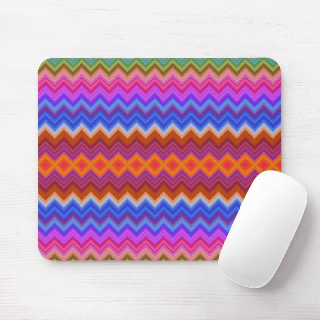 Colorful mouse pad featuring vibrant zigzag  (With Mouse)