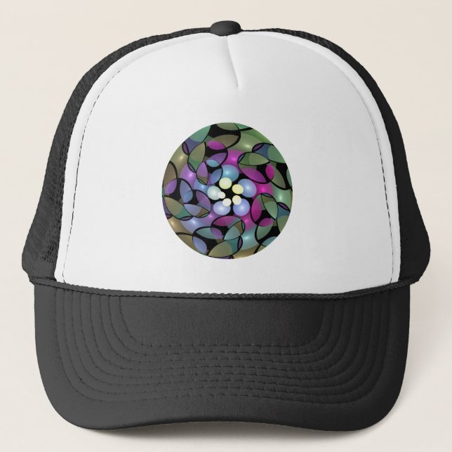 Colorful Movements Abstract Trippy Fractal Art Trucker Hat (Front)