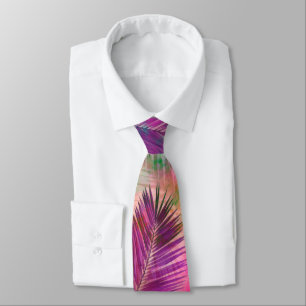 Colorful Multicolor Tropical Palm Leaves Tie