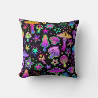 Colorful Mushrooms Throw Pillow