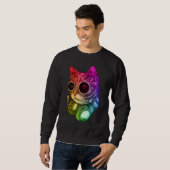 Colorful Music Cat Headphones Raver Animal Sweatshirt (Front Full)