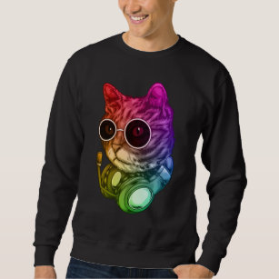 Colorful Music Cat Headphones Raver Animal Sweatshirt