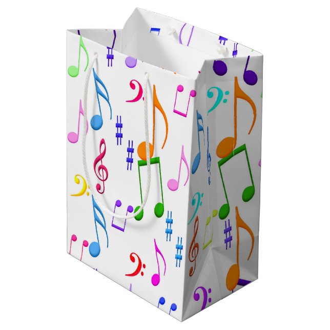Colorful Music Notes  Medium Gift Bag (Back Angled)