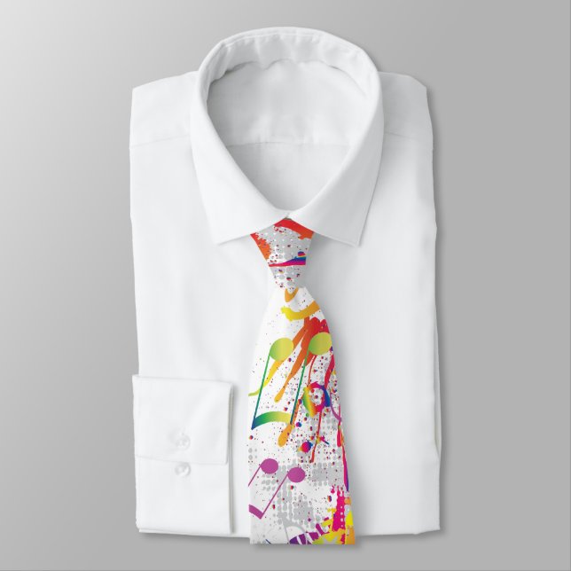 Colorful Music Notes Tie (Tied)