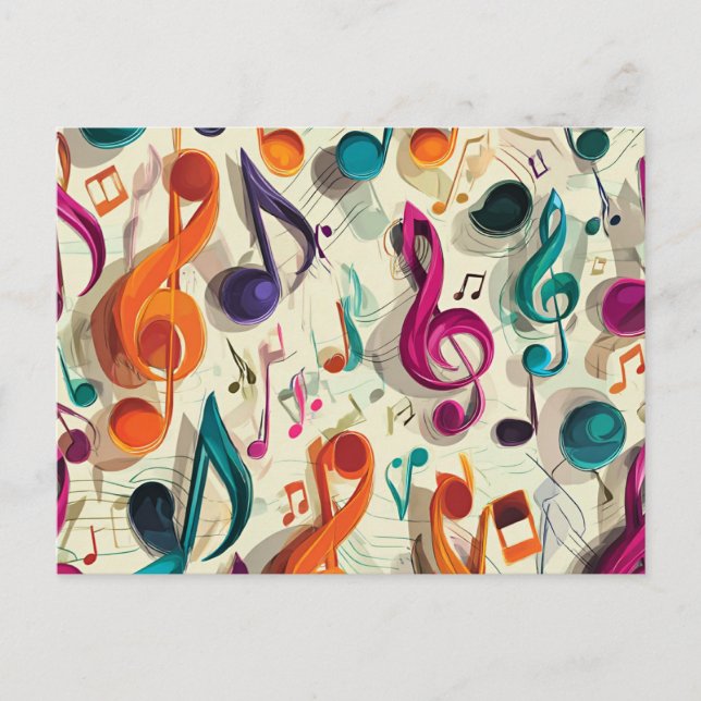 Colorful Music Pattern Postcard (Front)