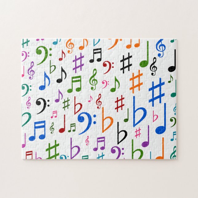 Colorful Musical Notes and Symbols Jigsaw Puzzle (Horizontal)