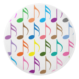 Colorful musical notes pattern ceramic knob