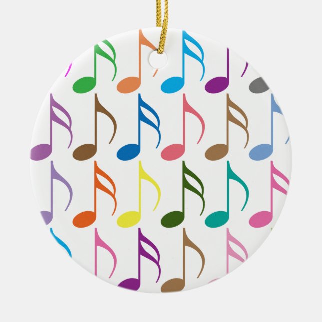 Colorful musical notes pattern ceramic ornament (Front)