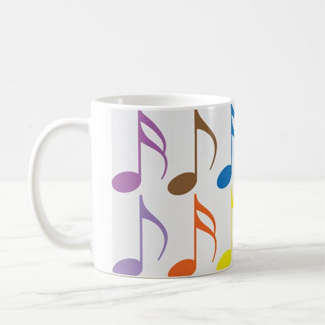 Colorful musical notes pattern coffee mug (Left)