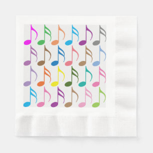 Colorful musical notes pattern napkin