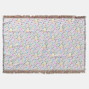 Colorful musical notes pattern throw blanket