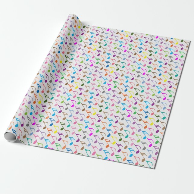 Colorful musical notes pattern wrapping paper (Unrolled)