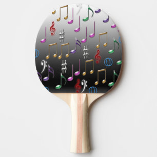 Colorful musical notes ping pong paddle