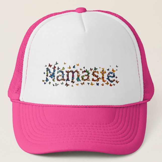 Colorful Namaste Butterflies - Yoga Lover Graphic Trucker Hat (Front)