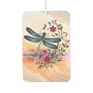 Colorful Nature Vibrant Dragonfly Floral Art Air Freshener