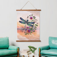 Colorful Nature Vibrant Dragonfly Floral Art