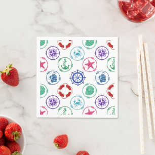 Colorful Nautical Pattern Napkin
