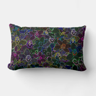 Colorful Neon Coloured Orchids, Lumbar Pillow