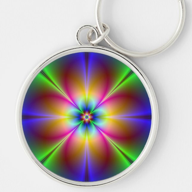 Colorful Neon Daisy  Keychain (Front)