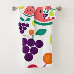 Colorful Neon Fruit Fiesta Bath Towel Set