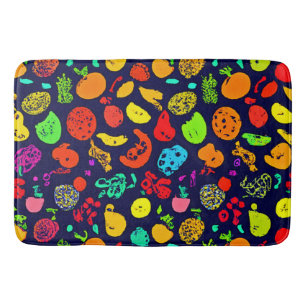 Colorful Neon Fruit Pattern Art Bath Mat