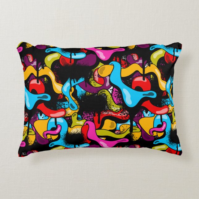 Colorful Neon Graffiti Hip Hop Street Art Accent Pillow (Front)
