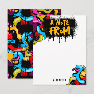 Colorful Neon Graffiti Hip Hop Street Art Kids Card