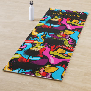 Colorful Neon Graffiti Hip Hop Street Art Name Yoga Mat