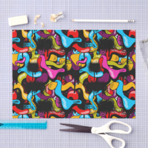 Colorful Neon Graffiti Hip Hop Street Art Tissue Paper