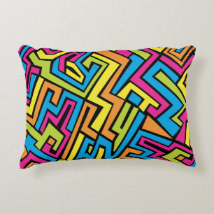 Colorful Neon Graffiti Street Art Pattern  Accent Pillow