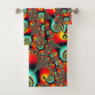 Colorful Networking Fractal Art Design Bath Towel Set