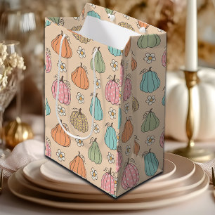 Colorful Neutral Beige Pumpkin Pattern Medium Gift Bag