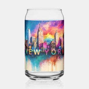 Colorful New York City Skyline Can Glass