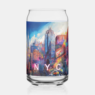 Colorful New York City Skyline Can Glass