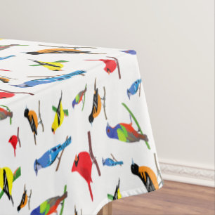 Colorful North American Birds Pattern Tablecloth