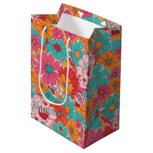 Colorful Nurse Floral Pattern (1) Medium Gift Bag