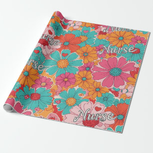 Colorful Nurse Floral Pattern (1) Wrapping Paper