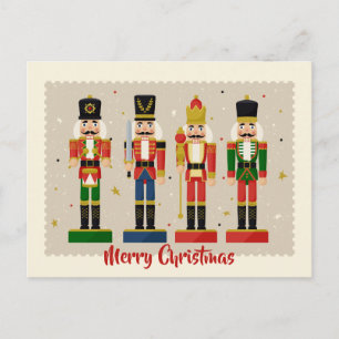 Colorful Nutcracker Soldiers Merry Christmas Postcard