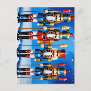 Colorful nutcrackers scene postcard
