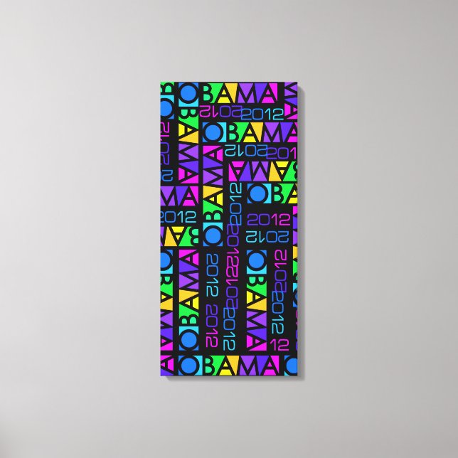 Colorful OBAMA 2012 canvas print, 14 x 30 inches (Front)