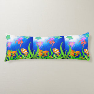 Colorful Ocean Fishes In Blue Sea Body Pillow