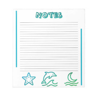 Colorful Ocean Life Lined Notepad