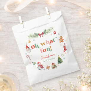Colorful Oh What Fun First Christmas Birthday Favour Bag