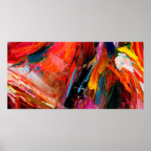 Colorful oil paint brush stroke abstract backgroun poster