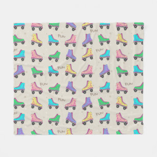 Colorful Old Skate Rollers Pattern Fleece Blanket