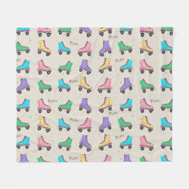 Colorful Old Skate Rollers Pattern  Fleece Blanket (Front (Horizontal))